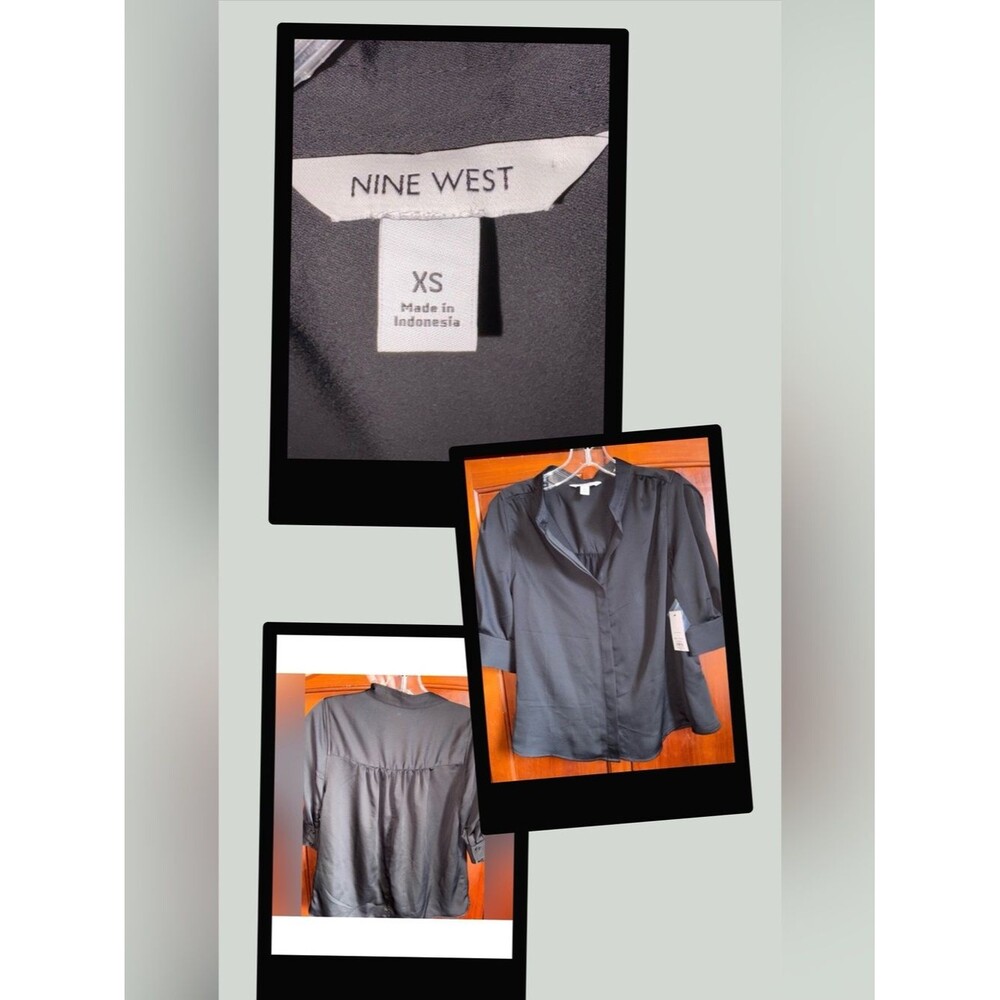 Nine West Black Button Down Shirt #1008